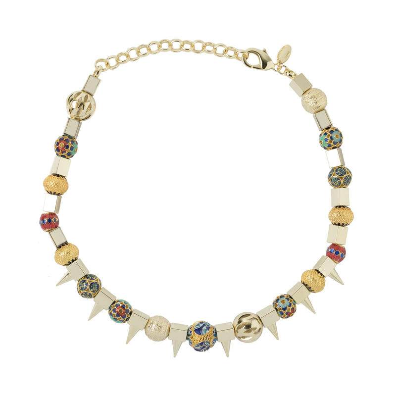 Collana di perline smaltate colorate dipinte a mano