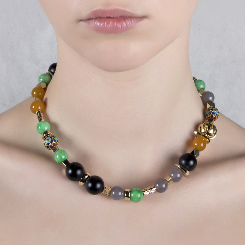 TWO-TONE GOLD-COLORED MULTI-STRAIN NECKLACE