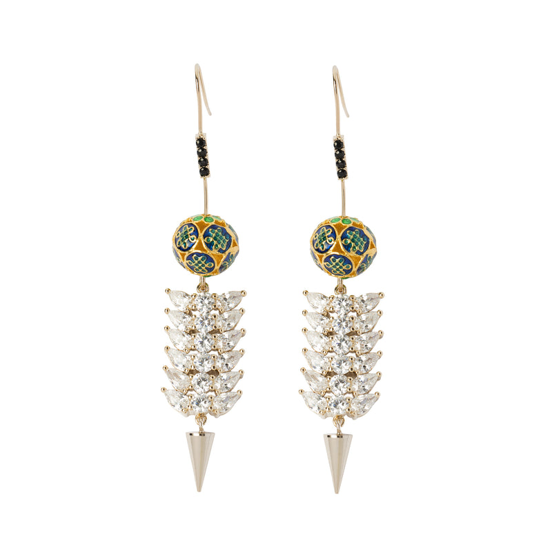 MULTI-STRAIN TWO-TONE SILVER EARRINGS WITH STUDS