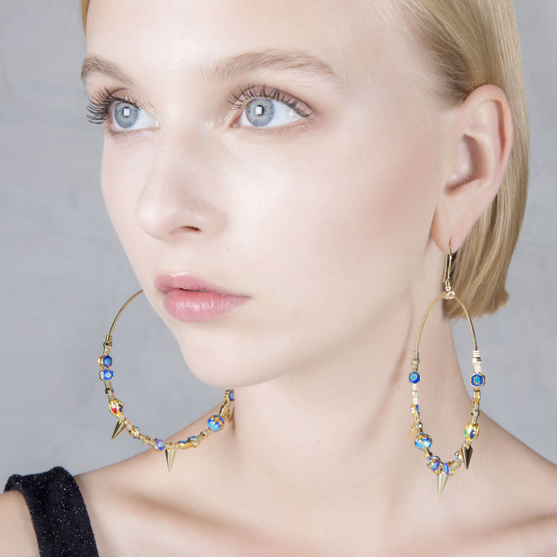 MULTI-STRAIN TWO-TONE SILVER EARRINGS WITH STUDS