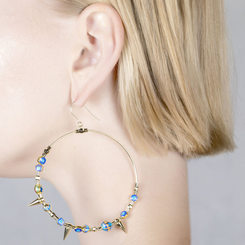 MULTI-STRAIN TWO-TONE SILVER EARRINGS WITH STUDS