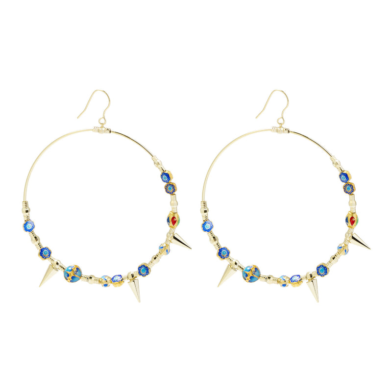 MULTI-STRAIN TWO-TONE SILVER EARRINGS WITH STUDS