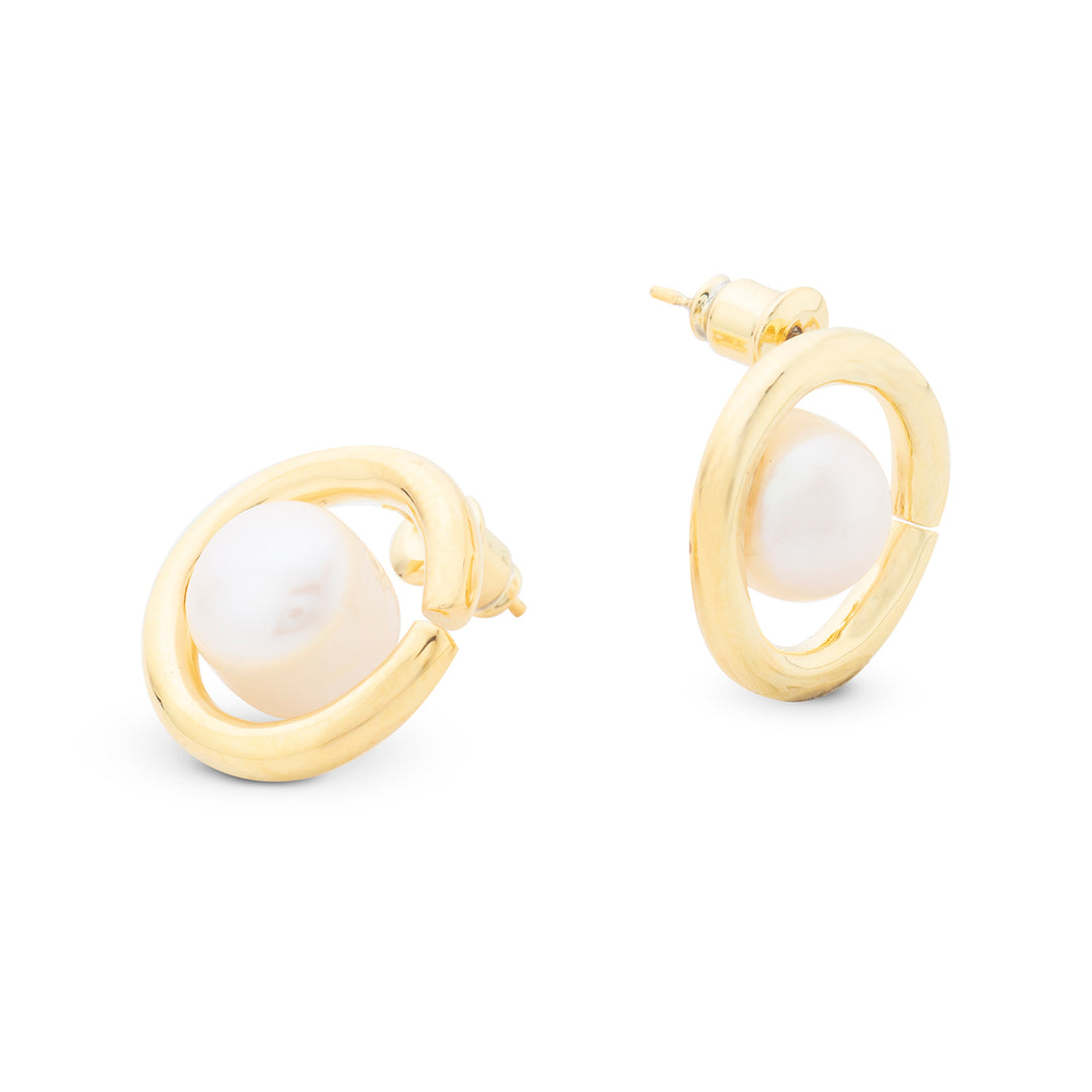 MULTI-STRAIN TWO-TONE SILVER EARRINGS WITH STUDS