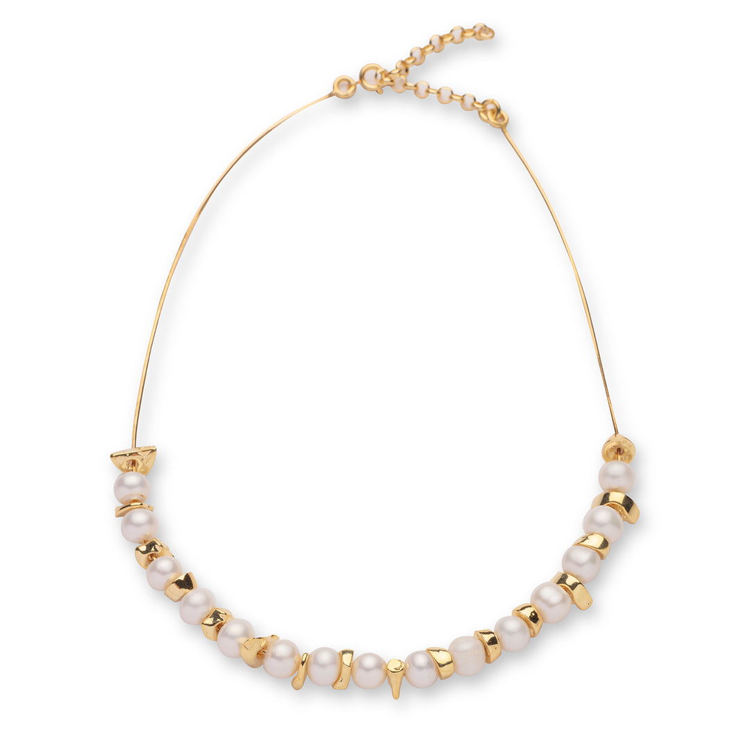 TWO-TONE GOLD-COLORED MULTI-STRAIN NECKLACE