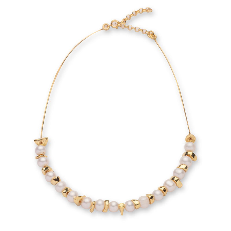 TWO-TONE GOLD-COLORED MULTI-STRAIN NECKLACE