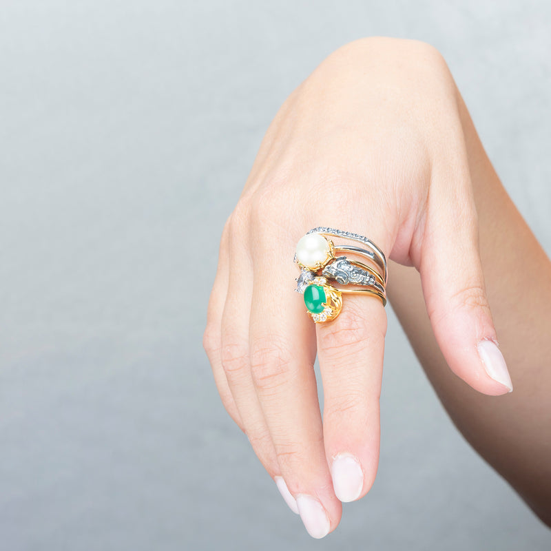 TWO-TONE GOLD-COLORED MULTI-STRAIN NECKLACE